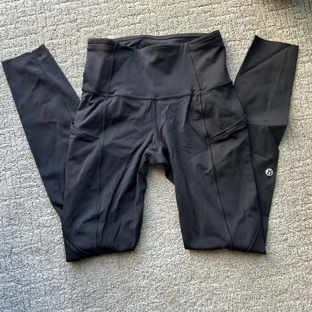 lululemon black wunder under pocket leggings